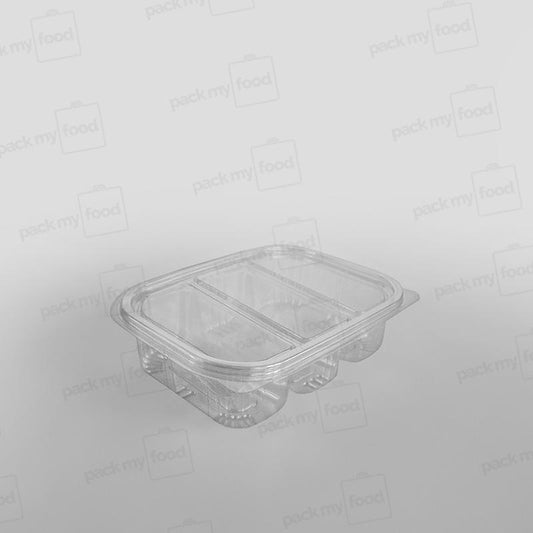 Somoplast 3 Compartment Clear Hinged Oval Container - 550cc Economy