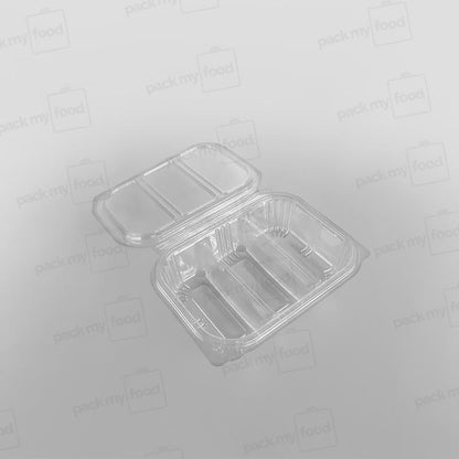 Somoplast 3 Compartment Clear Hinged Oval Container - 550cc Economy