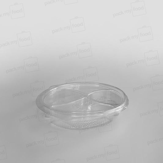 Somoplast 4 Compartment Clear Hinged Oval Container - 550cc