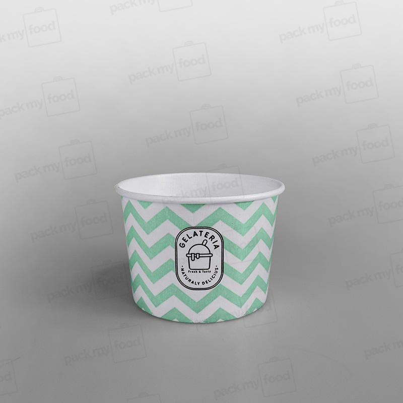 Paper Ice Cream Cups [8oz] Green [Wave Design]