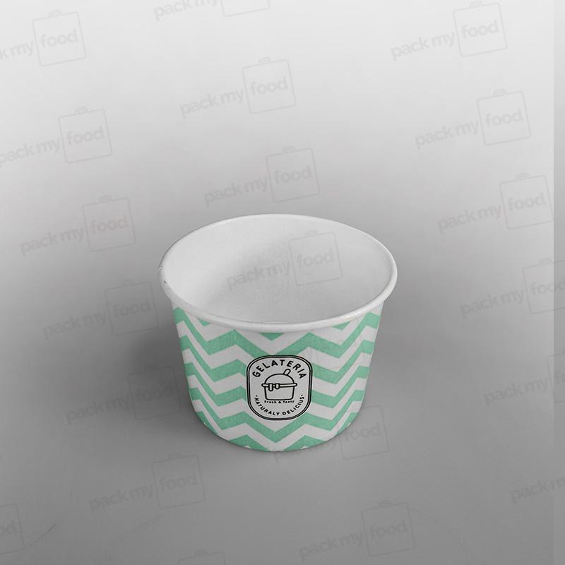 Paper Ice Cream Cups [8oz] Green [Wave Design]