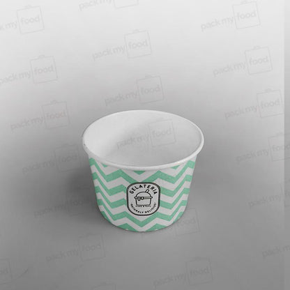 Paper Ice Cream Cups [8oz] Green [Wave Design]