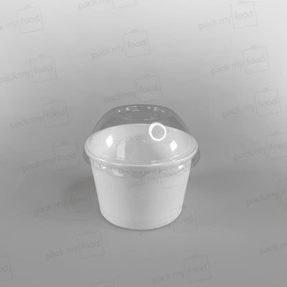 Clear Domed Lid To Fit Ice Cream Cups - White & Green Designs