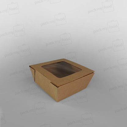 Kraft Paper Rectangular Food Box With Window For Hot & Cold Food