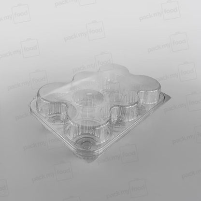 Somoplast Hinged Clear Muffin Container - 6 Muffins - 80mm Diameter