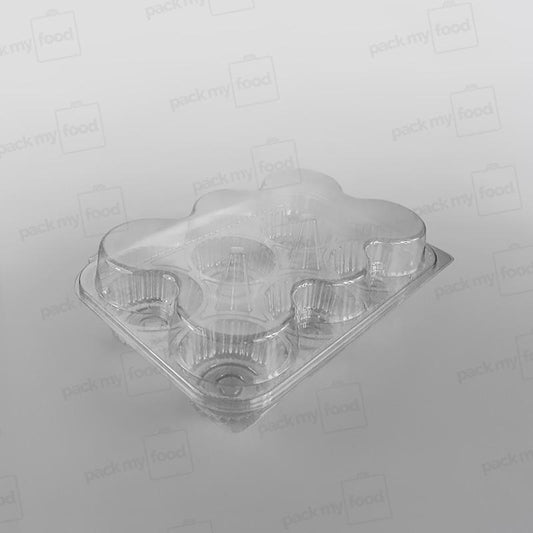 Somoplast Hinged Clear Muffin Container - 6 Muffins - 80mm Diameter