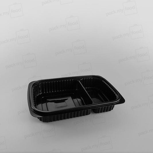 Somoplast Black 2 Compartment Microwavable Container