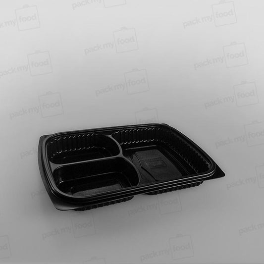 Somoplast Black 3 Compartment Microwavable Container