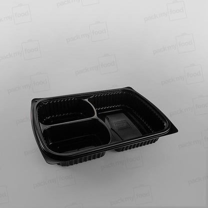 Somoplast Black 3 Compartment Microwavable Container