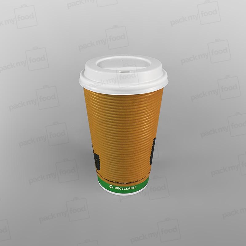 Biodegradable Green Leaf Design Ripple Coffee Cup, Double Wall