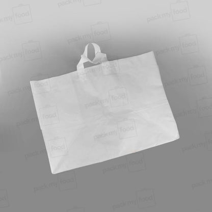 White Premium Plastic Carrier Bag, Soft Loop + Flat Bottom