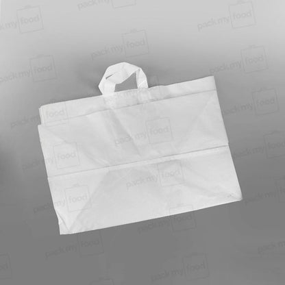 White Premium Plastic Carrier Bag, Soft Loop + Flat Bottom