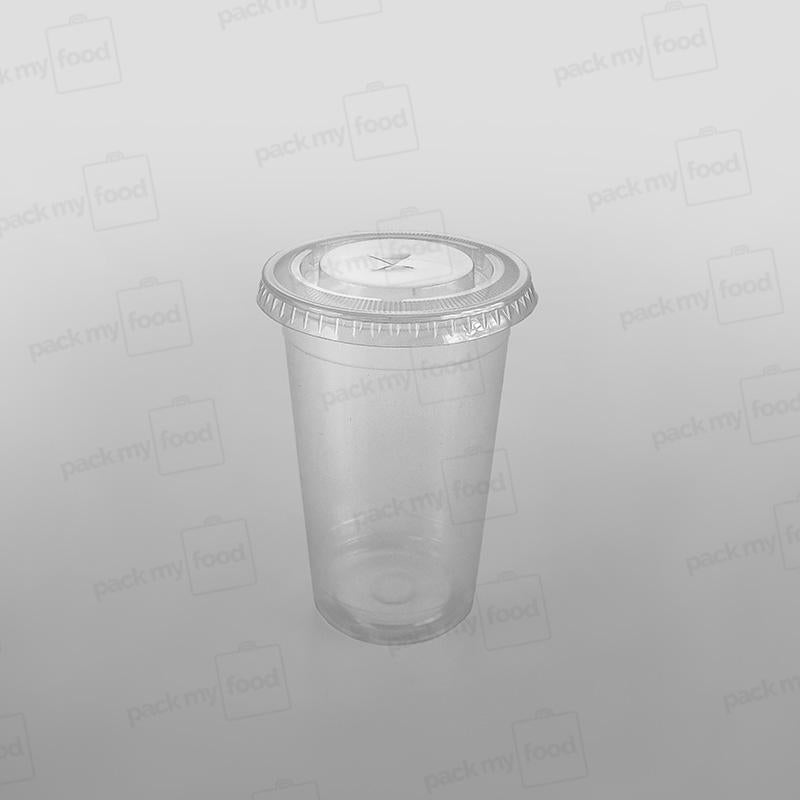 Somoplast Clear Straw Slot Lid for PP Plastic Drinking Cups - 350cc