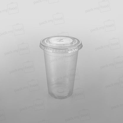 Somoplast Clear Straw Slot Lid for PP Plastic Drinking Cups - 350cc