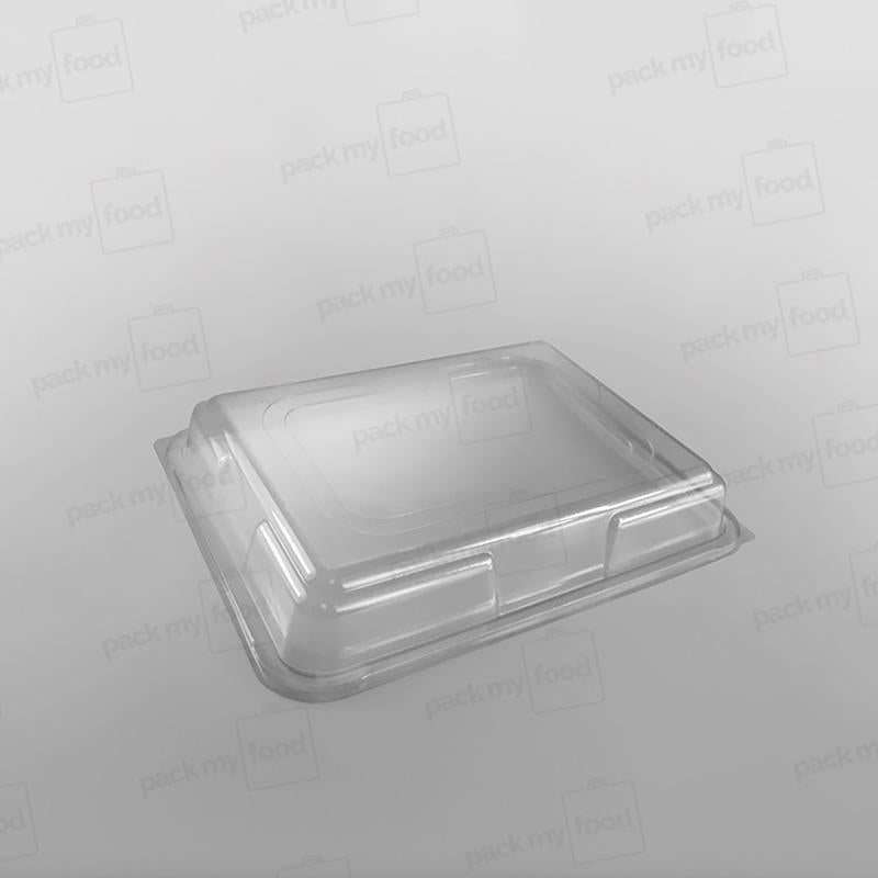 Clear Domed Lid For Plastic Rectangular Platter - Black Base