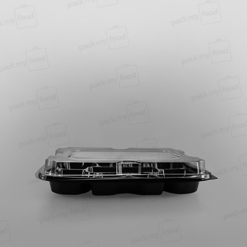 7 Compartment Black Plastic Platter Base & Lids