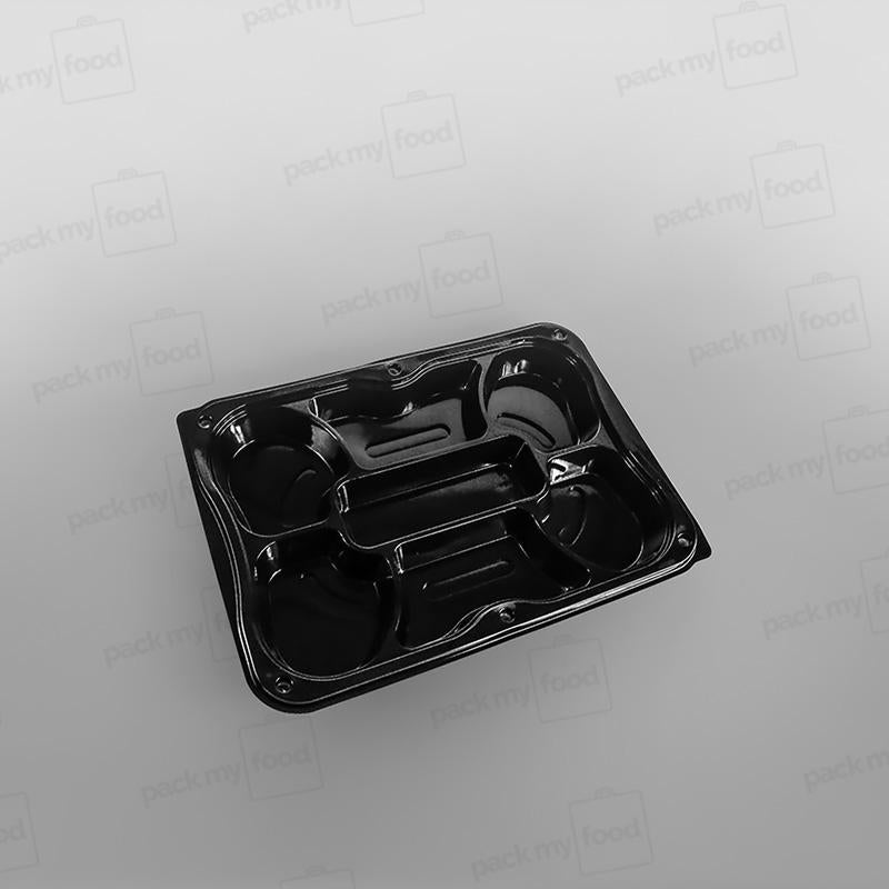 7 Compartment Black Plastic Platter Base & Lids