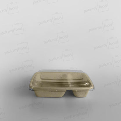 Sabert 2 Compartment Rectangular Pulp Container - 800ml