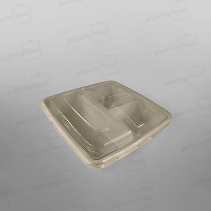 Sabert 3 Compartment PP Flat Lid For 3 Compartment Large Square Pulp Container