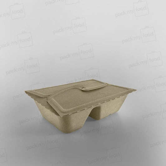 Sabert 2 Compartment Rectangular Pulp Meal Box - 800ml