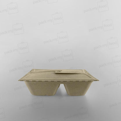 Sabert 2 Compartment Rectangular Pulp Meal Box - 800ml