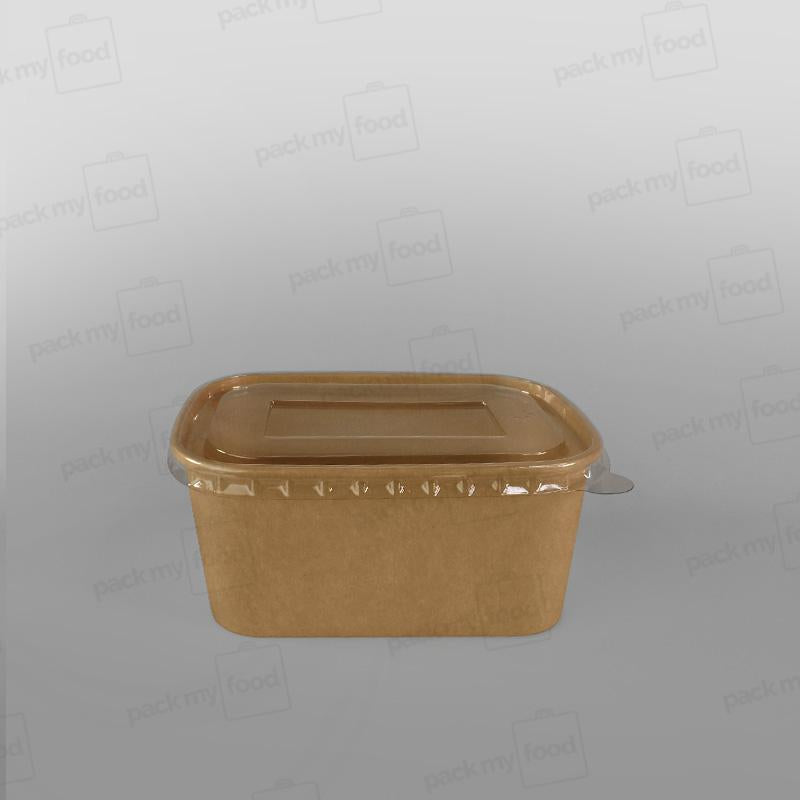 PET Lids For Rectangular Kraft Food Container [500/650/750/1000ml]