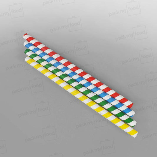 Multi Coloured Jumbo Paper Straws For Smoothies/ Milkshakes/ Bubble Tea - 225 x 11mm