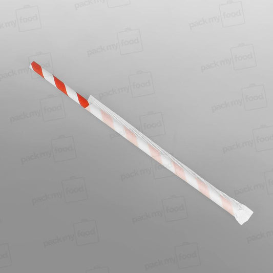 Individually Wrapped Red & White Striped Paper Straws [200 x 6mm]