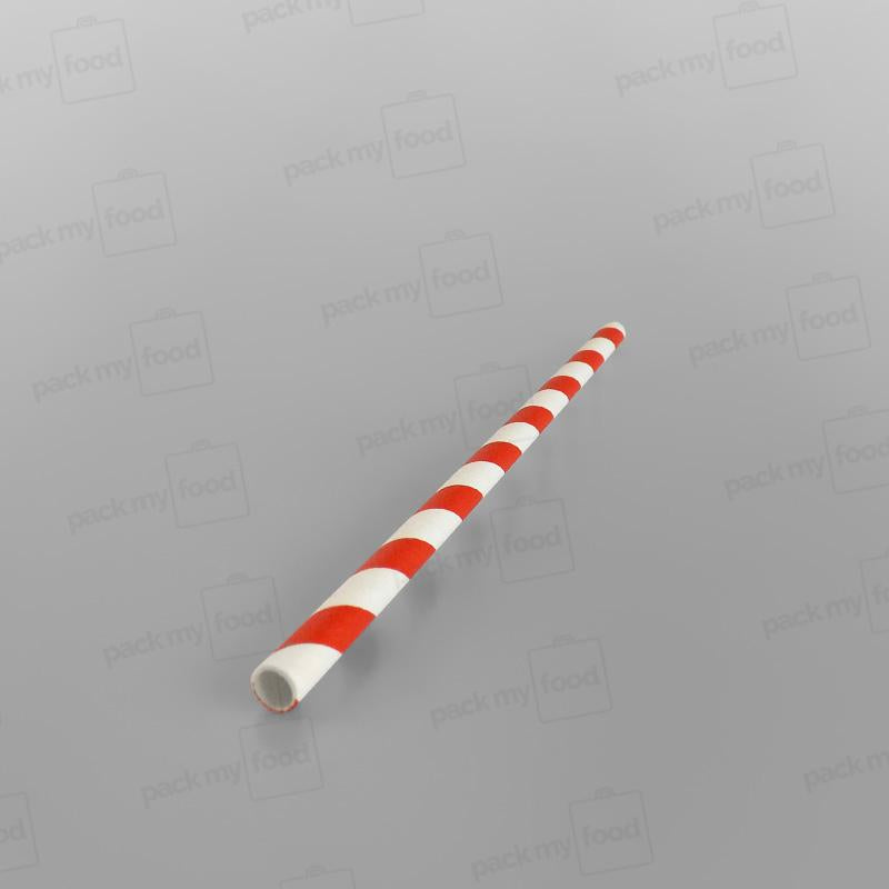 Individually Wrapped Red & White Striped Paper Straws [200 x 6mm]