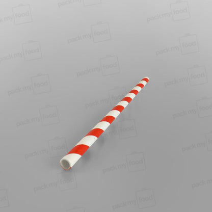 Individually Wrapped Red & White Striped Paper Straws [200 x 6mm]