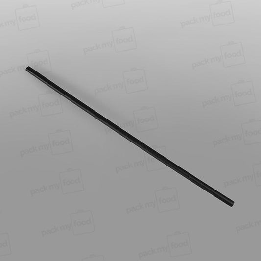 Straight Bottle Straw Paper (250x5mm/10") - Black