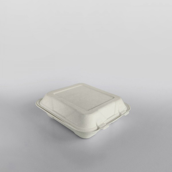 Vegware Compostable Bagasse Hinged Square 8'' Lunch Box