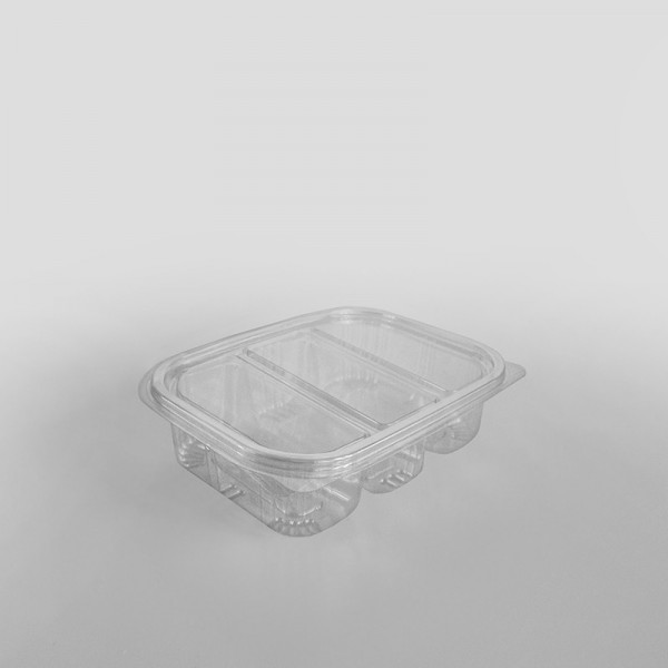 Somoplast 3 Compartment Clear Hinged Oval Container
