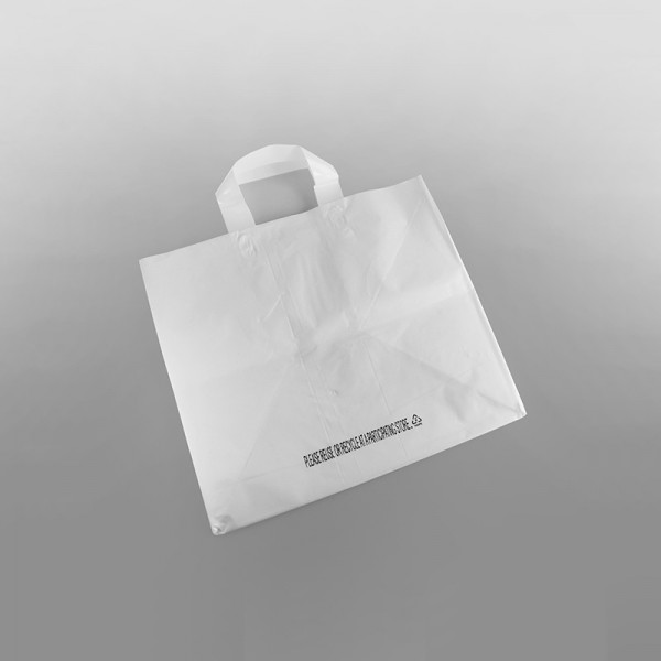 White Premium Plastic Carrier Bag Soft Loop [14x11x12inch]