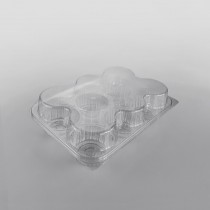 Somoplast Hinged Clear Muffin Container [6 Muffins x 80mm Diameter]