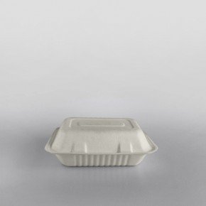 Compostable Bagasse Rectangular Hinged Lunch Box
