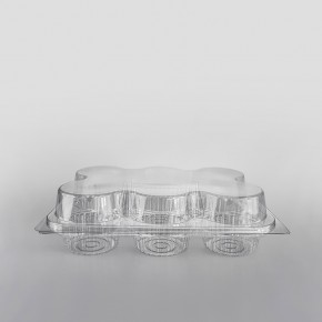 Somoplast Hinged Clear Muffin Container [6 Muffins x 80mm Diameter]