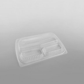 Somoplast Clear 3comp Microwavable Lid For Black 3 Compartment Microwavable Take Away Container Alternative Design [1000cc]