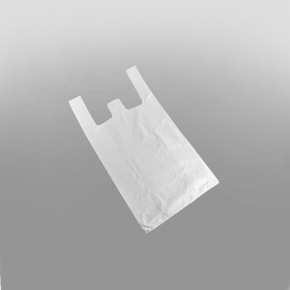 White Lightweight Plastic Vest Carrier Bag Large[11x17x21inch]